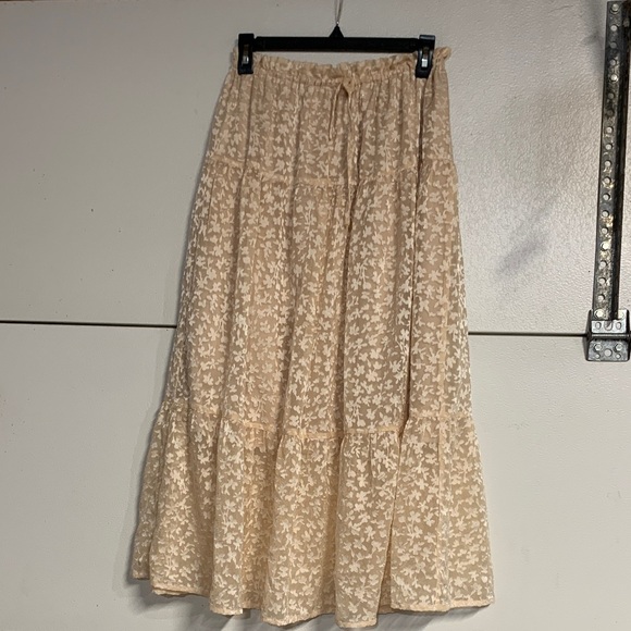 SABINA MUSAYEV ANOUK BEIGE CREAM FLORAL MIDI SKIRT MEDIUM - Picture 2 of 6